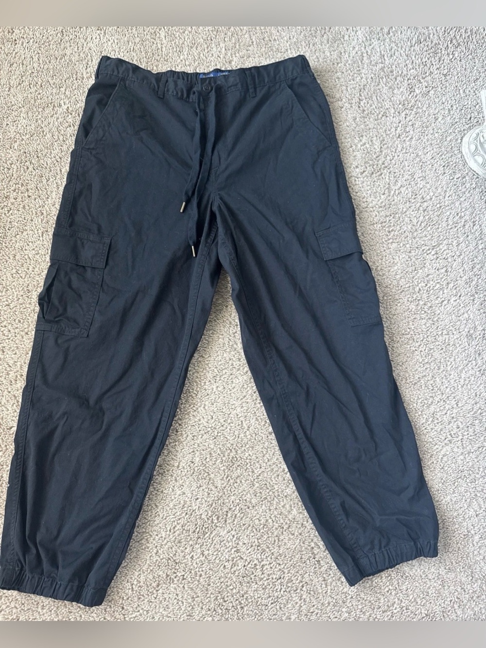 Ralph Lauren Black Cargo Joggers with Drawstring Waist